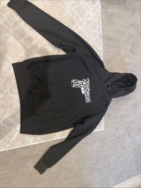 Active USA Black Hoodie with White Pistol Graphic